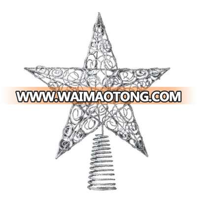 220mm Christmas wired Silver Glitter Tree top star