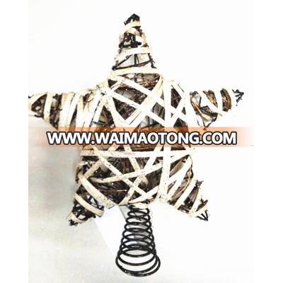 30cm cheap metal rattan christmas tree top star ornament for 2017