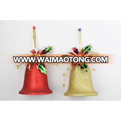 Red Gold Christmas plastic bell with decoration on top